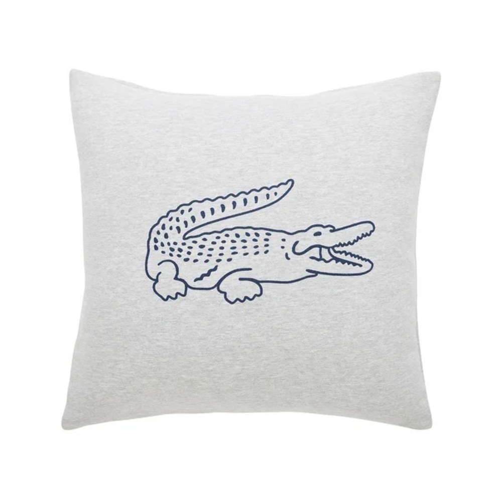 LACOSTE Home Rugby Croc Decorative Pillow | Throw Pillow Gray (No Insert)